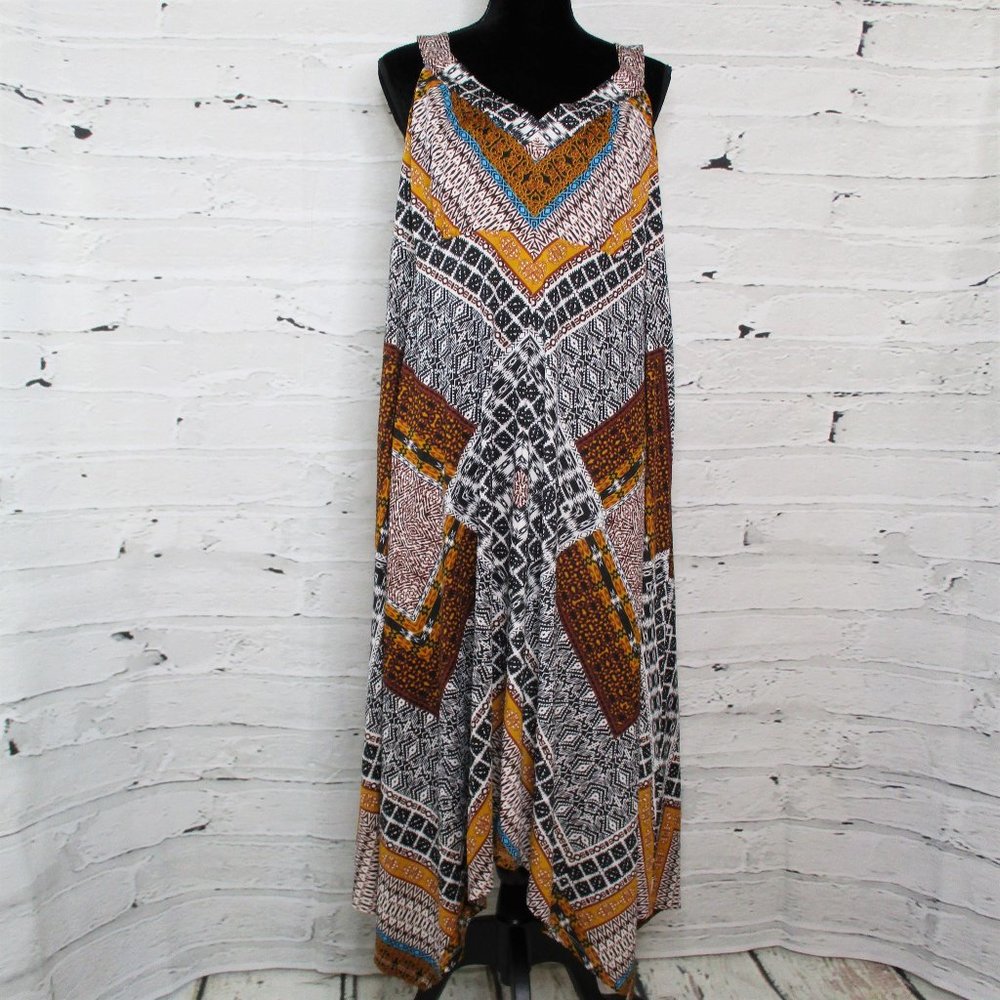 INC International Concepts Plus Patchwork Handkerchief Hem Dress